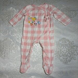Mud Pie Pink Gingham Footed Baby Sleeper 100% Cotton 3-6 Month